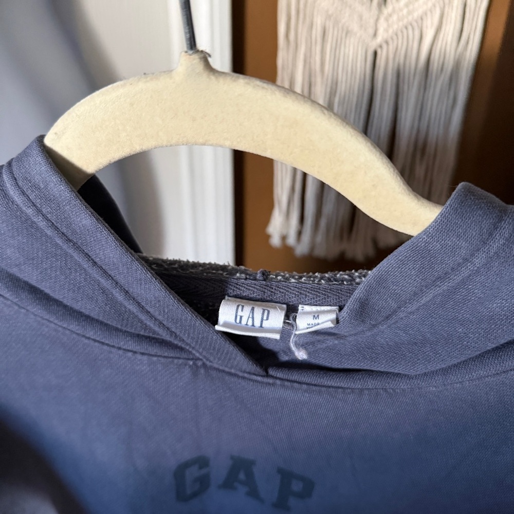 GAP Stone Washed Navy Blue Hoodie Sweatshirt / Size M - Picture 3 of 8